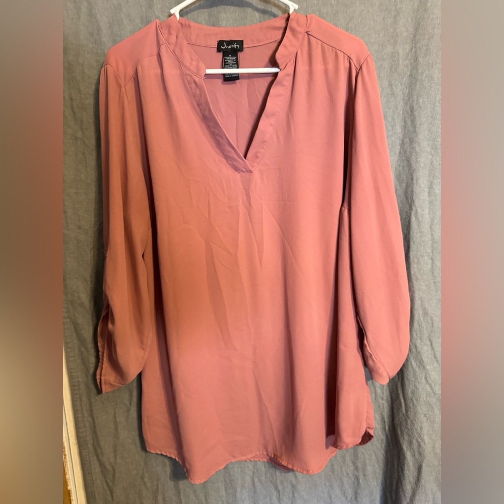 Women's Pink V-Neck Blouse